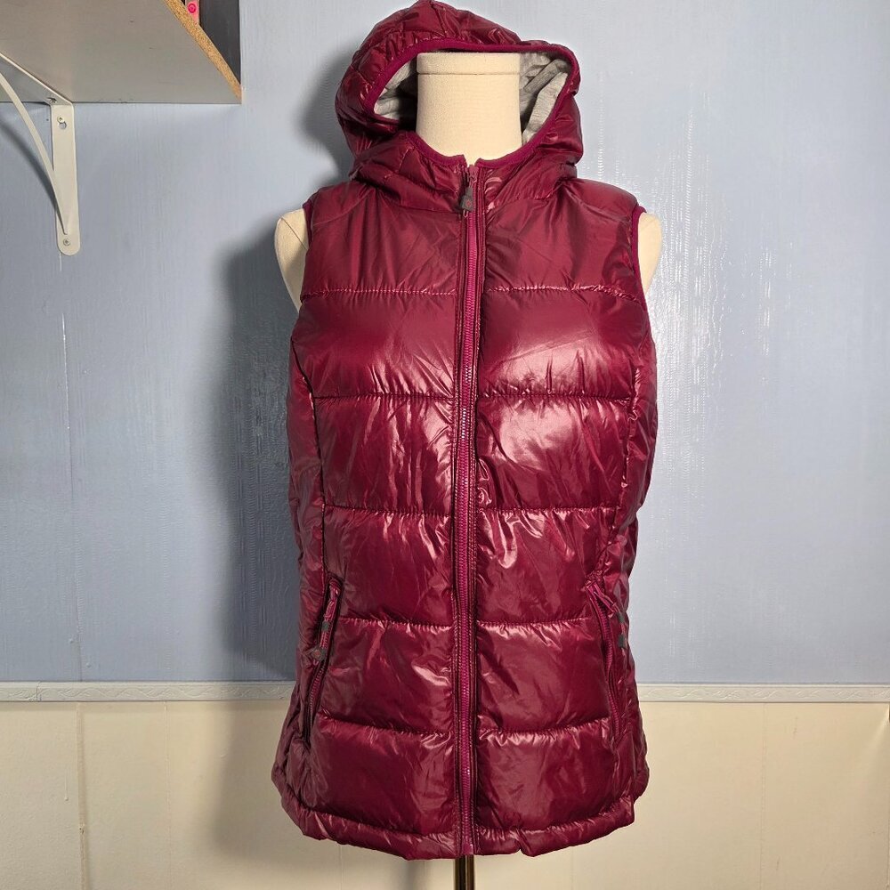 Tangerine Large "Ruby Red" Hooded Full Zip Quilted Puff Fall Casual Vest
